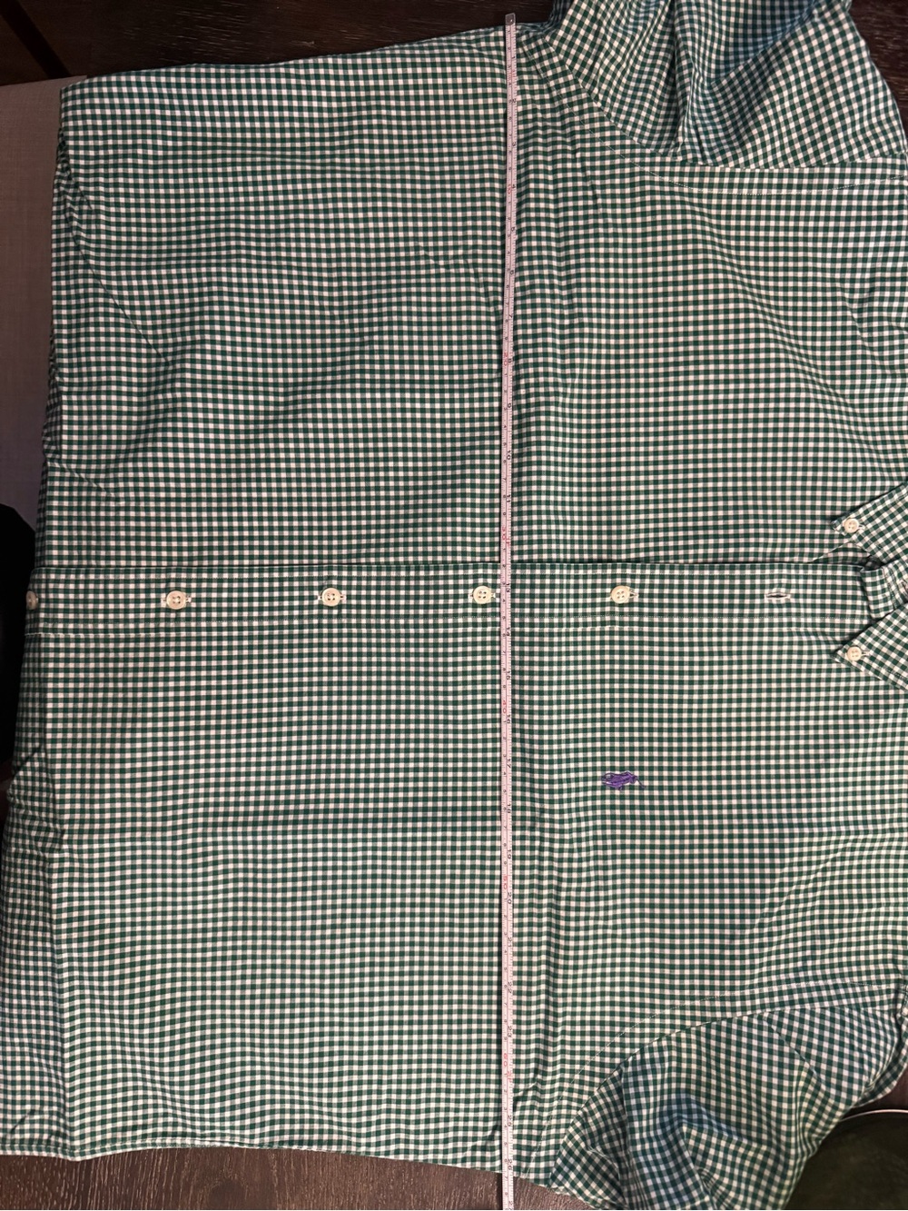 Polo Ralph Lauren Men's L Green Gingham Purple Pony Button-Down Shirt - Picture 5 of 6
